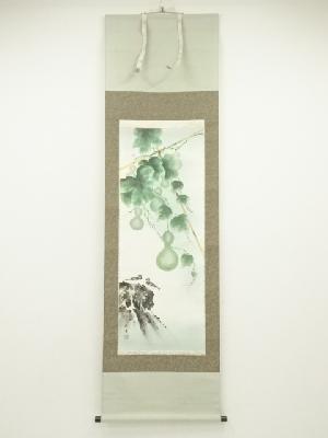 蝶園筆　六瓢図　肉筆絹本掛軸